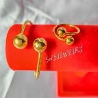 ราคา กำไลทองหัวตุ้มไขว้+แหวนทองหัวตุ้มไขว้ ฟรีไซส์ ปรับขนาดได้ ชุบทอง ทองเกรดพรีเมี่ยม สินค้าจริงสวย พร้อมส่ง (19078619467)