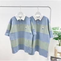 ราคา Who A u Stripe polo Shirt (Green/Blue) (41619214186)