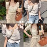 ราคา เสื้อครอปลูกไม้แขนตุ๊กตาสีขาว (2628191814)