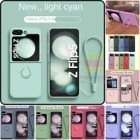 ราคา Slim Candy Color Ring Holder Magnetic Bracket Casing Samsung Galaxy Z Flip 6 Z Flip 5 Z Flip 4 Z Flip 3 5G พร้อมสายซิลิโคน Non-Slip Back Case Cover (28912206559)