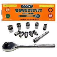 ราคา Cody ชุดบล๊อก4หุน 1/2 ชุดบล๊อกมี12ชิ้น cr-v Germany 8-24 mm (44051901777)
