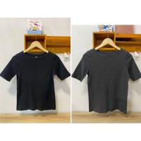 ราคา ✅Sale✅Uniqlo เสื้อยืดผ้าร่องสีดำ/เทาเข้ม (26436490256)