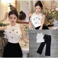 ราคา (s,4xl) ชุดเข้าเซตผู้หญิง ชุดเซต 2 ชิ้น เสื้อแขนกุด+กางเกงขายาวเอวสูง ปักดอก 3d สวยหรู ดูแพง งานป้าย mariya (16688767785)