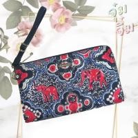 ราคา กระเป๋าสตางค์ผ้าไหม กระเป๋าใบเล็กคล้องข้อมือ Jim Thompson Silk Wristlet Purse (13097827744)