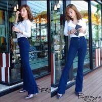 ราคา มีไซส์ใหญ่ XXL-6XL กางเกงยีนส์ขาม้าเอวสูง ยีนส์ขาม้าวินเทจ ยีนส์ขาม้าปลายขาบานสีสวยขายดีมาก (2298874597)