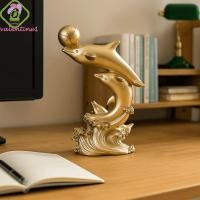ราคา สร้อยคอปลาโลมาสีทอง VALENTINE, รูปปั้นปลาโลมาสวยงาม, งานฝีมือเรซินขนาดเล็กสำหรับห้องนั่งเล่น (56451184894)