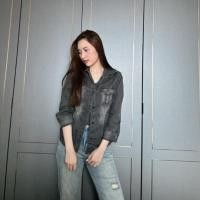 ราคา เสื้อเชิ๊ตยีนส์BURBERRYแท้ อกหน้าผ้า40 สีเทาเข้ม (28170261878)