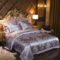 ราคา ชุดผ้าปูที่นอนผ้าแพร 5 ฟุต 5 ชิ้น พร้อมผ้านวมหนา 6 ฟุต สีเงินเทา ลวดลายกนก วินเทจ (8126545546)