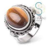ราคา SUVANI เงินแท้ 92.5% แหวนไทเกอร์อาย (Tigers Eye) หินสีน้ำตาล แหวนไซส์ 6-9 เครื่องประดับเงินแท้ (41123026511)