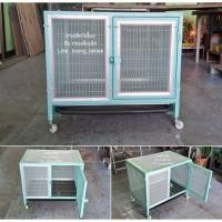 ราคา กรงสุนัขขนาดเล็กติดมุ้งลวดมีถาดรองฉี่-ขนาด-ลึก52กว้าง80สูง55(รวมล้อ72ซ.ม) (41653413447)