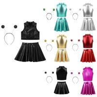 ราคา Raenseen 3 ชิ้นเด็กผู้หญิงฮาโลวีน Alien คอสเพลย์เครื่องแต่งกาย Tank Tops Flared จีบ A-Line กระโปรงมินิและผม Hoop ชุดสําหรับบทบาทเล่น Party (28783327440)