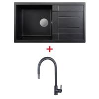 ราคา อ่างล้างจานหินแกรนิต รุ่น PRIME 860/500 BLACK + ก๊อกน้ำ รุ่น AZTAC II BLACK (4938571958)