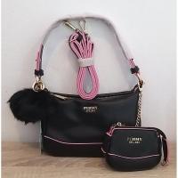 ราคา กระเป๋าแบรนด์แท้ พิมมี่ PIMMY มาคู่แม่ลูกพร้อมปอมๆ สีดำ (3458646575)