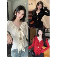 ราคา Vogueพร้อมส่ง แขนยาวคอวีมิ้ม เสื้อถักคอวีบาง เสื้อไหมพรมคอวี มีสไตล์และพิเศษ (Z-P40-1) (28971924409)
