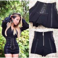 ราคา กางเกงขาสั้นเอวสูงแต่งเปียหนัง (มือ2) (7134423527)