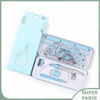 ราคา superparis ชุดเรขาคณิต 1 ดินสอสำหรับกบเหลาเข็มทิศ 2 ไม้บรรทัดไม้บรรทัดตรงไม้โปรแทรกเตอร์กราฟิกสีขาวยางลบกล่องเก็บของกันกระแทก (สีน้ำเงิน) (49000135864)