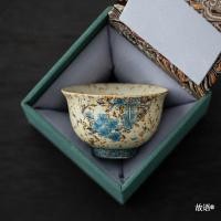 ราคา ภาษาเก่าสีฟ้าสีขาวหินเหล็กไฟสีแดงถ้วยโทถ้วยเดียวส่วนบุคคลเฉพาะถ้วยชาเซรามิกถ้วยชาของขวัญย้อนยุคจีน FTBM (24097373080)