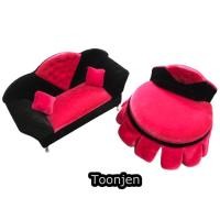 ราคา (พร้อมส่ง) Toonjen กล่องใส่เครื่องประดับ กล่องใส่ต่างหู รุปทรงเตียงนอน / โซฟา สีสันน่ารักๆๆ สีทูโทน ชมพู ดำ (14909555777)