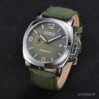 ราคา Panerai Panei Mechanical Movement กันน้ําวันที่จอแสดงผลนาฬิกาผู้ชาย Rui นาฬิกาสีเขียว Dial สายเรซิ่น O3NI (41322142247)