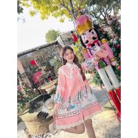 ราคา (❌อกหน้าผ้าใหญ่ชอบใส่พอดี-1ไซส์❌)เดรสสั้น คอปก ลายต้นคริสมาส สุดน่ารัก สีแดง ชมพู งานป้าย brt (21186940461)
