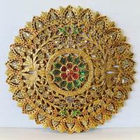 ราคา งานไม้แกะสลัก ไม้สักแท้ งานปิดทอง + ประดับกระจกสี ขนาด 60 ซม. งานฝีมือ ประณีต สวยงาม (40067601985)