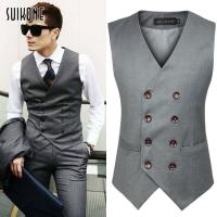 ราคา Suikone เสื้อกั๊กสูท แบบพอดีตัว กระดุม 8 เม็ด สไตล์ธุรกิจ แฟชั่นเกาหลี สำหรับผู้ชาย (22231132191)