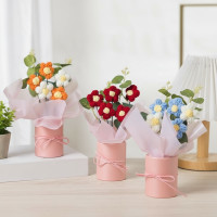 ราคา ช่อดอกไม้ถักมือแฮนด์เมด (1 ชิ้น) | ช่อดอกไม้พัฟถักไหมพรมและช่อดอกไม้โครเชต์ (42473556148)