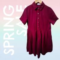 ราคา D284 เดรสเชิ๊ตสีแดงไวน์สาวอวบ (42254733739)