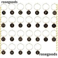 ราคา ROSEGOODS 26 ชิ้นแก้วไวน์เครื่องหมาย,ป้ายไวน์ DIY แก้วไวน์ Charm แหวน,แฟชั่นตัวอักษรจี้โลหะแก้วไวน์ Hoops สร้อยคออุปกรณ์เครื่องประดับ (42361310941)