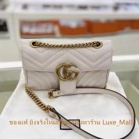 ราคา ของแท้ ยิงจริงใหม่เอี่ยม GUCCI Mini GG Marmont กระเป๋าสะพายหนังสีขาว 446744 กระเป๋าสะพายผู้หญิง (26905049584)