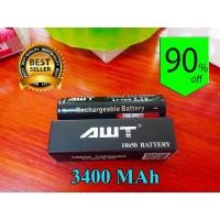 ราคา ถ่านชาร์จ AWT 18650 3400 MAh (สีดำ) 2 ก้อน ***แถมฟรี แท่นชาร์จถ่าน เครื่องชาร์จถ่าน สำหรับถ่าน 2 ก้อน แบบสายUSB*** (5939389913)