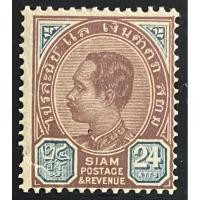 ราคา **ดวงหายากที่สุดของชุด** 2442 แสตมป์รัชกาลที่ 5 ชุดพระพักตร์ข้าง ดวง 24 อัฐ ยังไม่ใช้ (25216684937)