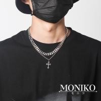 ราคา MONIKO สร้อยคอโซ่เงิน สองชั้น จี้ไม้กางเขน ประดับเพชร สไตล์ฮิปฮอป (22529682333)