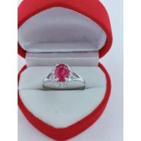 ราคา แหวนเงินแท้พลอยสีแดงทับทิมเงินแท้ 92.5% ชุบทองคำขาว (12254319059)