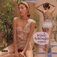 ราคา {M-L}ชุดว่ายน้ำวันพีช one-piece สีชมพูลายดอกไม้ ไหล่เฉียงสวยๆ!! (3312567934)