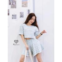 ราคา PISAMAI เซ็ตเสื้อยีนส์คอปแต่งมุก มาคูากับกางเกงยีนส์ขาสั้นทรงบาน (29501591751)