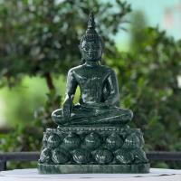 ราคา พระพุทธรูป แกะสลัก หินเขียวอินเดีย พระเชียงแสน สิงห์สอง รูปทรง ปางมารวิชัย หน้าตัก 7 นิ้ว สูงรวมฐาน 14 นิ้ว (25770978146)