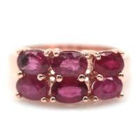 ราคา แหวนพลอยแท้ ทับทิม สีแดง เกรดสวย 4 X 6 mm. เงินแท้ 925 ชุบนาค (rose gold) ไซร์แหวน 8 (25592880706)