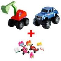 ราคา UNT : รถแบ็คโฮ+รถโฟร์วิล+รถแข่งตัวต่อ ราคาพิเศษ 299 บาท LD-078 (21146523244)