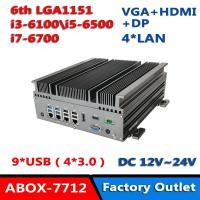 ราคา กล่องพีซีอุตสาหกรรมแบบฝังที่ทนทาน 6th Intel Core i3-6100i5-6500i7-6700 ไม่ใช้พัดลม รองรับ 4*LAN 9*USB VGA+HDMI+DP (29481252187)