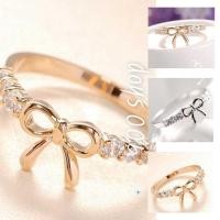 ราคา 900Shop แหวนรูปโบว์ ประดับเพชร 2 สี (สีเงิน/สีทอง) (25350433708)