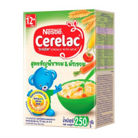 ราคา NESTLE' CERELAC เนสท์เล่ซีรีแล็ค อาหารเสริมธัญพืชสำหรับเด็ก สูตรธัญพืช&ผักรวม 250 กรัม (10900744009)