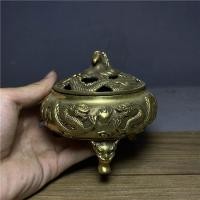 ราคา ทองแดงบริสุทธิ์โบราณคู่มังกรธูป Burner แผ่นธูป Burner ไม้จันทน์ Burner ธูป Burner มังกรคู่เล่น Ball ทองแดงธูป Burner Triceratops LYAJIE2511.11 XG6I (27793553040)