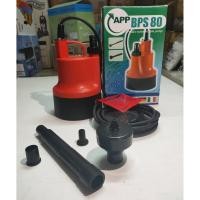 ราคา ปั๊มจุ่ม ปั๊มน้ำพุ ปั๊มไดโว่ ยี่ห้อ APP (ARWANA) รุ่น BPS-80 แถมหัวน้ำพุสามชั้น (7967737526)