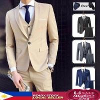 ราคา สีกากี .คุณภาพสูงสุด 3 ชิ้นชุดแอปริคอทผู้ชายธุรกิจชุดสูทอย่างเป็นทางการชุดแต่งงานสีน้ําตาล (40210104175)