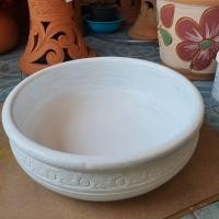 ราคา อ่างดินเผาสีขาว อ่างสีทอง 12 นิ้ว วัสดุดินเผา (25174903915)