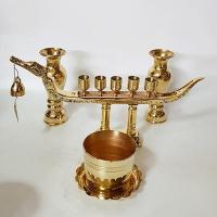 ราคา ชุดsetกระถางธูปทองเหลือง 3.5 นิ้ว เชิงเทียนแรือหงส์ 5 ช่อ แกจกันทรงผอม 6 นิ้ว (11420905368)