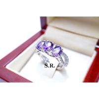 ราคา 0%10 เดือน S.R.แหวนทองคำขาวอเมทีสต์แท้ เม็ดละ 1.00 กะรัต ฝังเพชร เม็ดละ 1 ตัง เพชร น้ำ100 พร้อมใบรับรองสินค้า เคลือบทองค (41561572342)