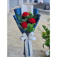 ราคา ช่อดอกกุหลาบวาเลนไทน์ กุหลาบเนื้อกำมะหยี่ 3ดอก (46050720189)