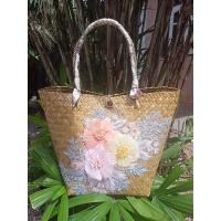 ราคา กระเป๋าสานกระจูด ลายดอกไม้3D (5667809883)
